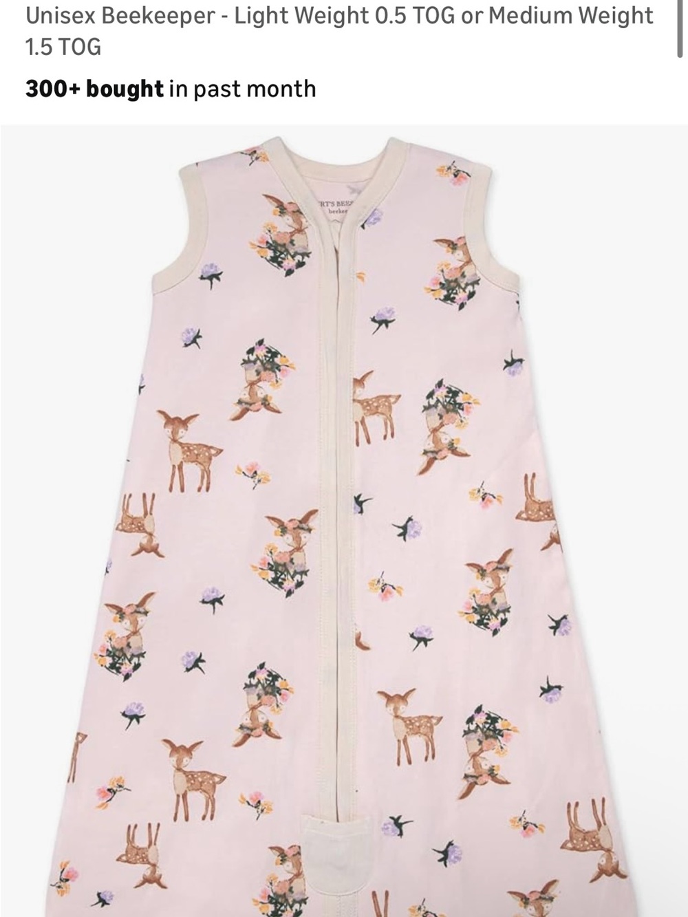 Burt’s Bees Pink Fawn Print Sleep Sack - Lightweight Kids Pajamas